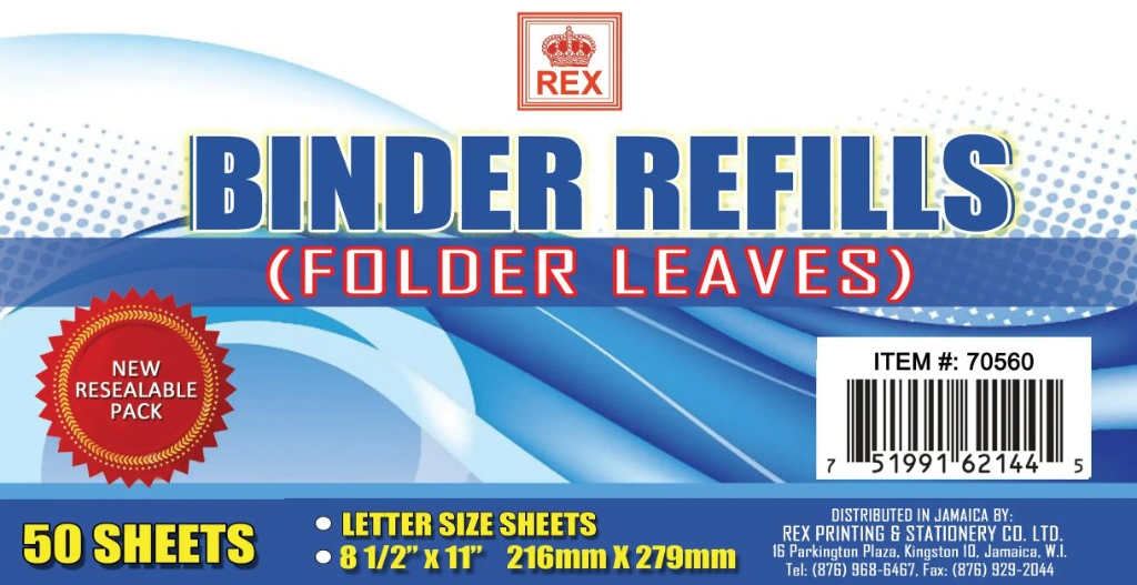 Binder Refills (Folder Leaves) — 50 Sheet Pack