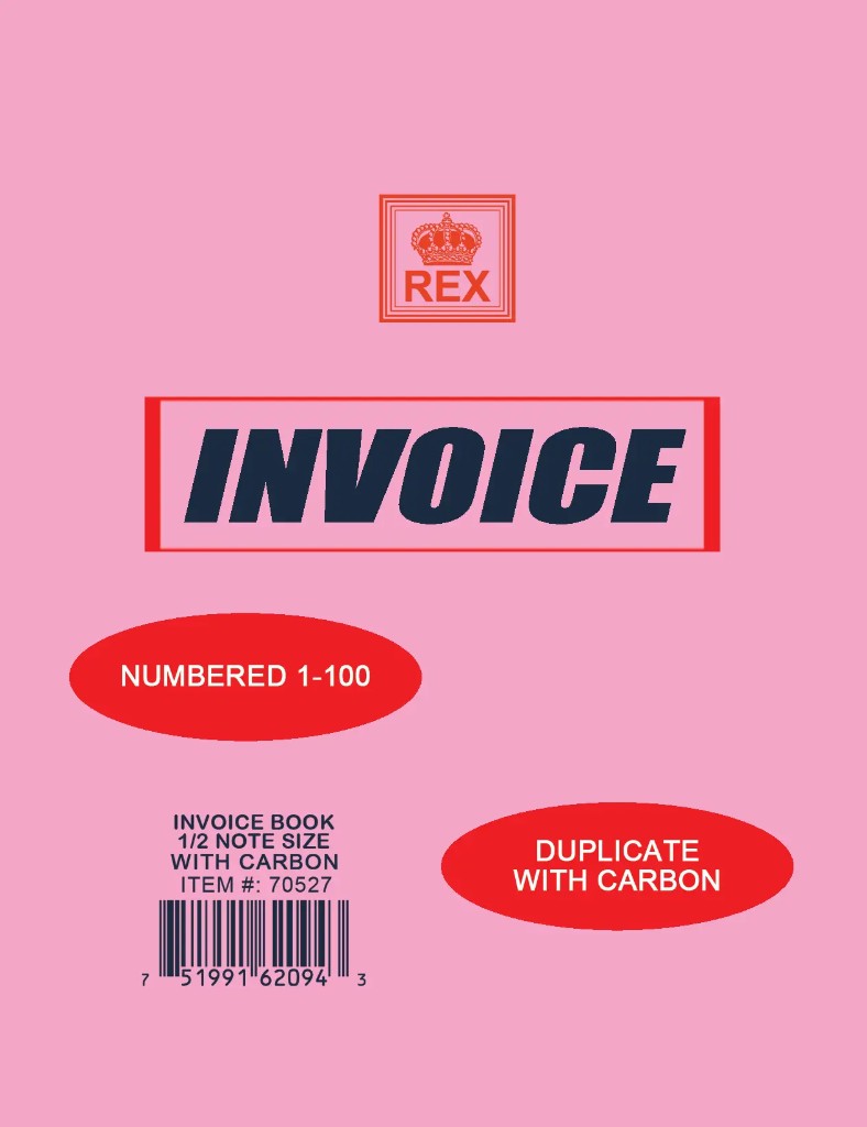 Invoice Book — ½ Note Size — With Carbon